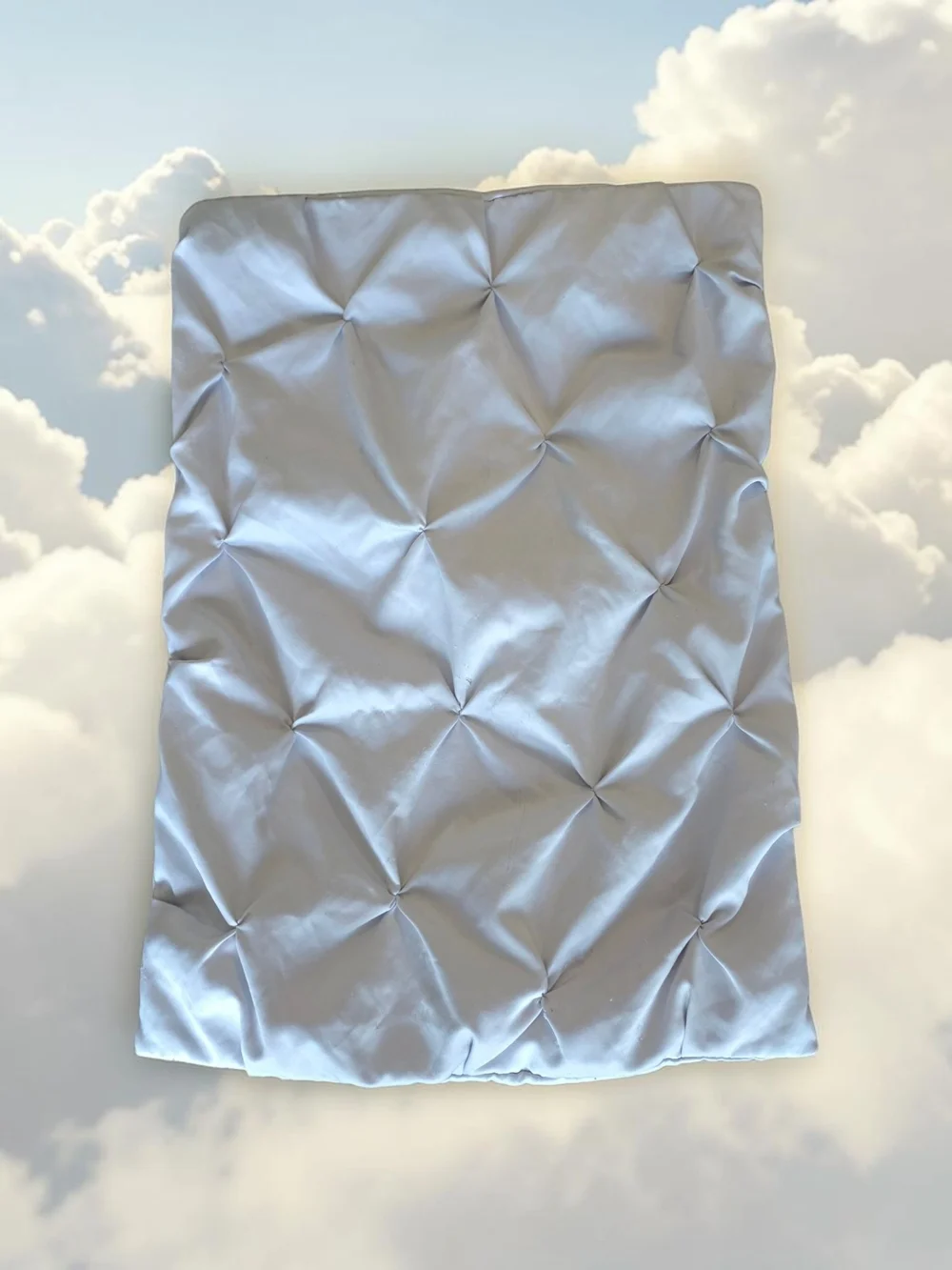 Tufted Satin Pillow Sham - Light Silver